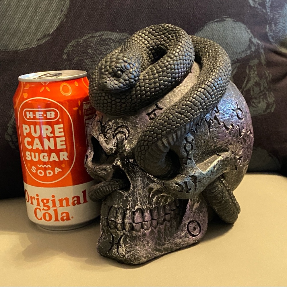🐍 Large Skull Snake Pentagram Zodiac Astrology Planets Decor Figure
